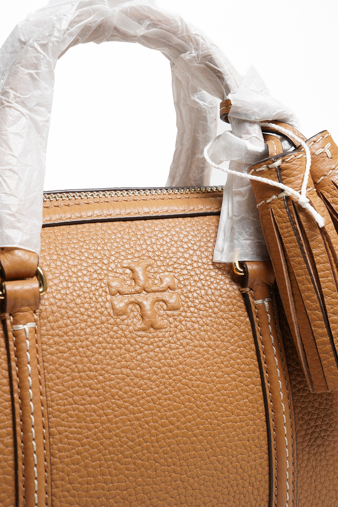 TORY BURCH THEA 荔枝紋手提/斜背二用波士頓包 棕色