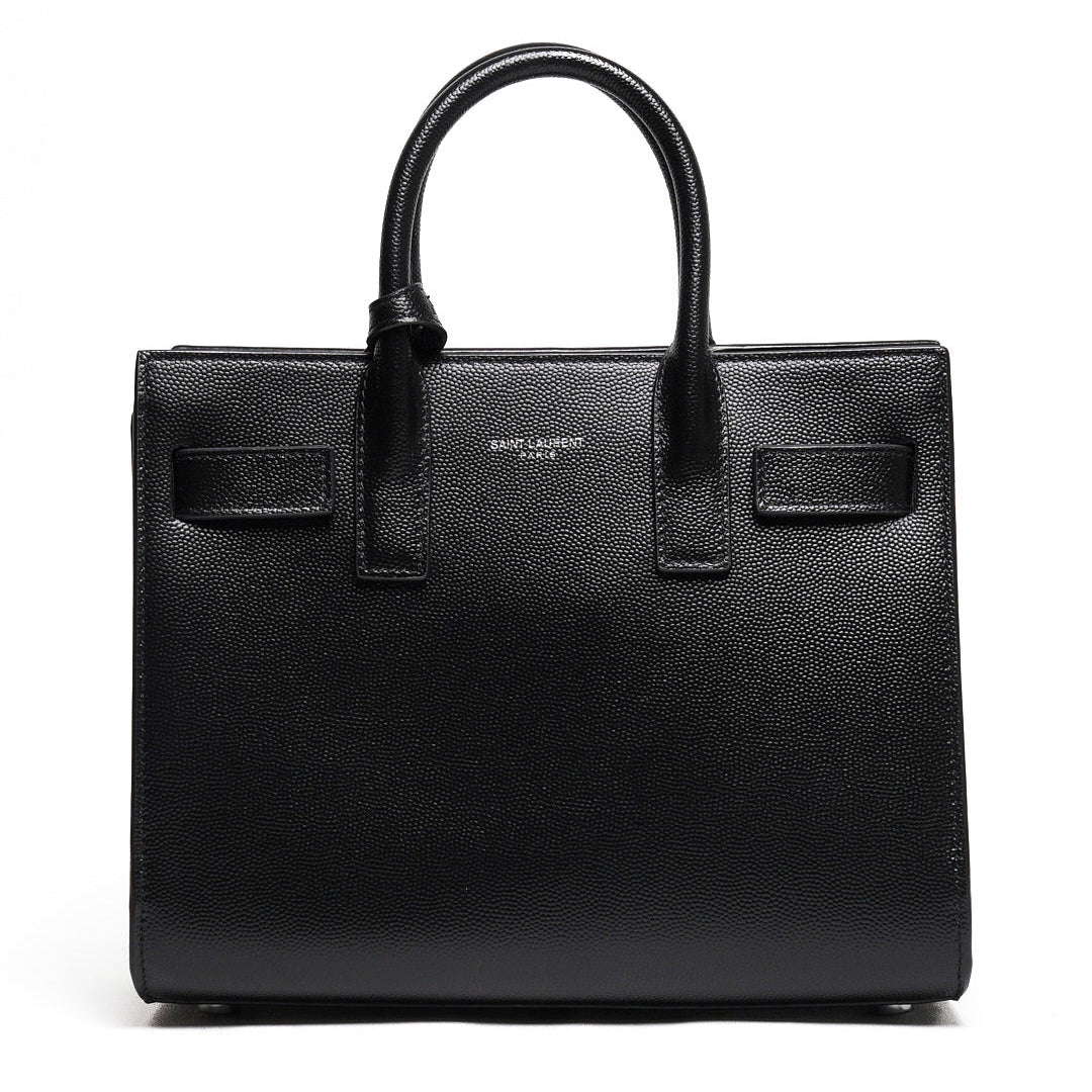 SAINT LAURENT nano22風琴包/肩背包（黑色粒面牛皮）