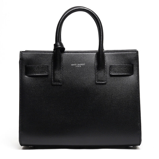 SAINT LAURENT nano22風琴包/肩背包（黑色粒面牛皮）