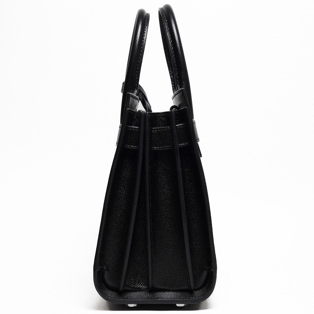 SAINT LAURENT nano22風琴包/肩背包（黑色粒面牛皮）