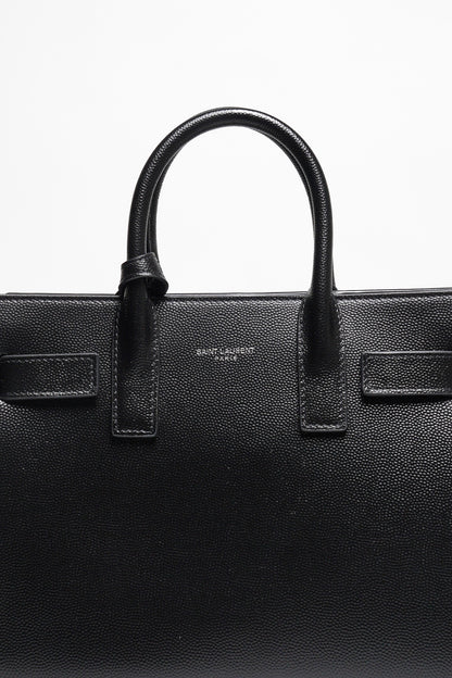 SAINT LAURENT nano22風琴包/肩背包（黑色粒面牛皮）