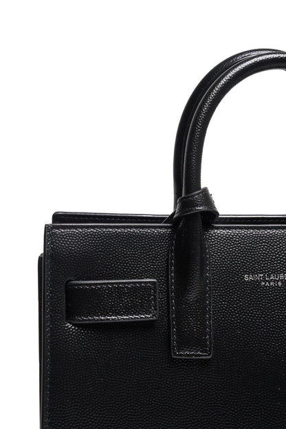SAINT LAURENT nano22風琴包/肩背包（黑色粒面牛皮）
