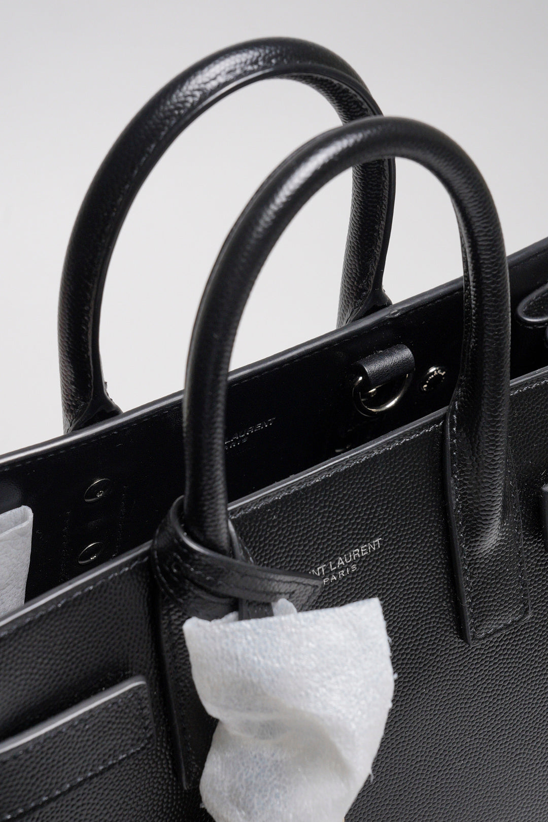 SAINT LAURENT nano22風琴包/肩背包（黑色粒面牛皮）
