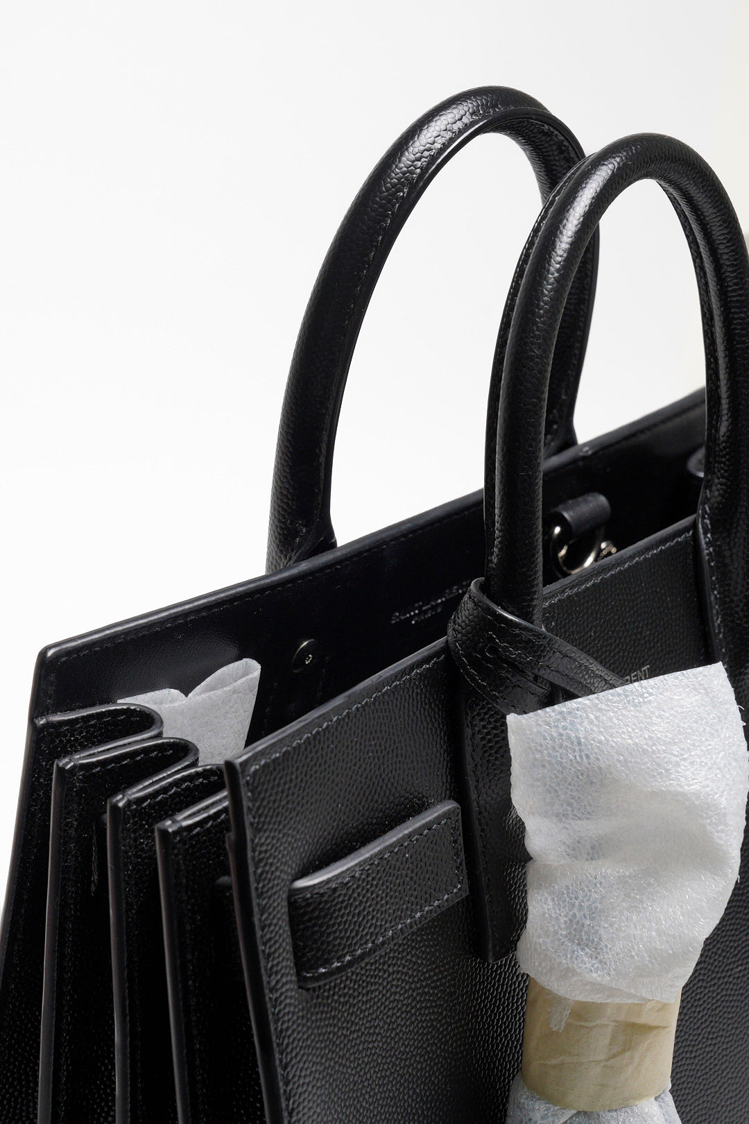 SAINT LAURENT nano22風琴包/肩背包（黑色粒面牛皮）