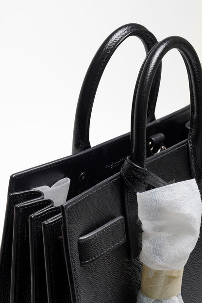 SAINT LAURENT nano22風琴包/肩背包（黑色粒面牛皮）