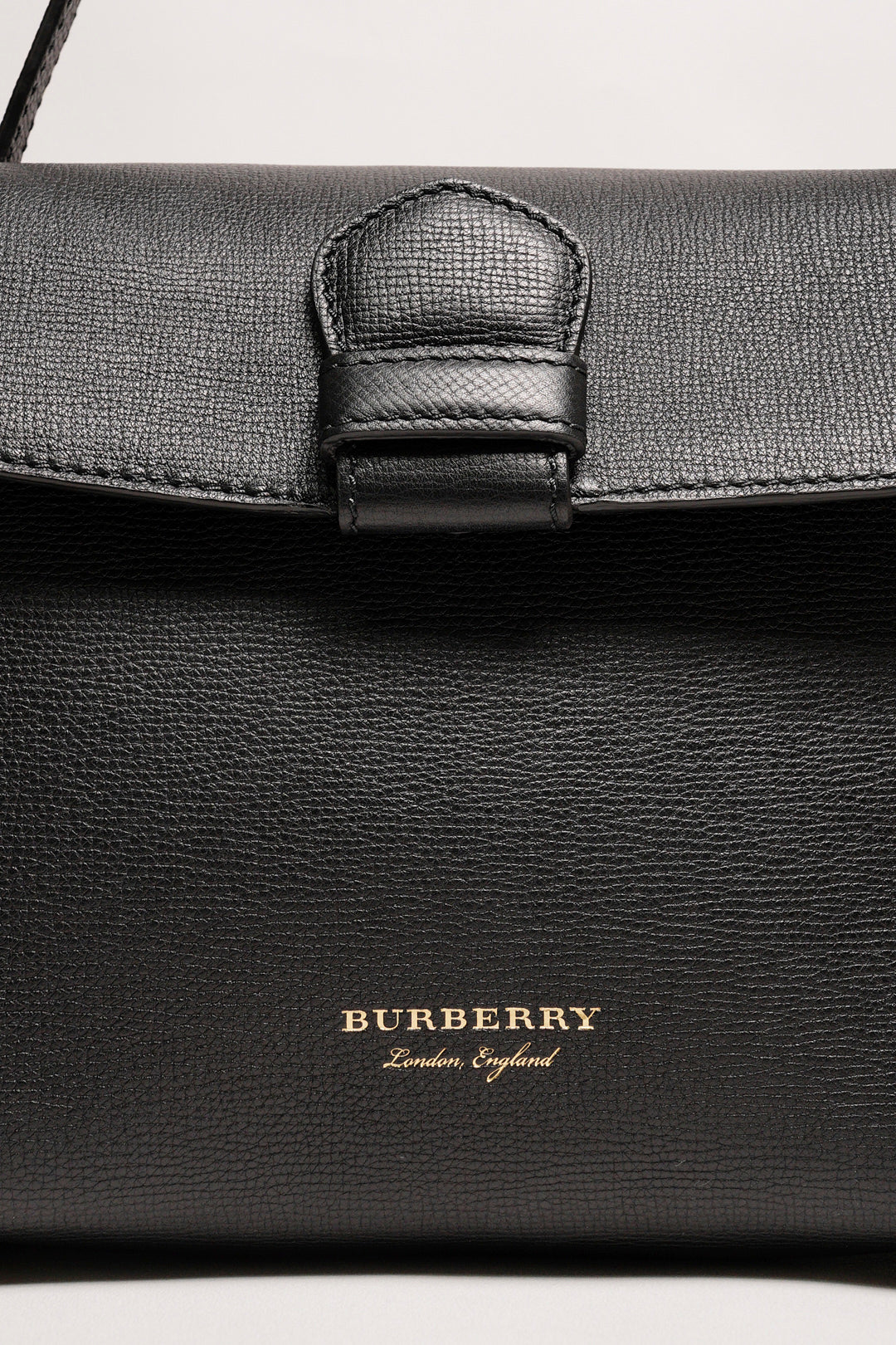 BURBERRY Camberley經典格紋帆布拼色 荔枝皮手提包（黑）