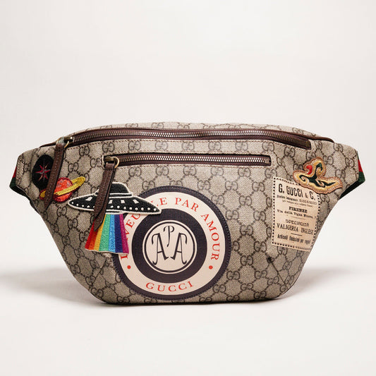 Gucci 塗層帆布刺繡設計腰包