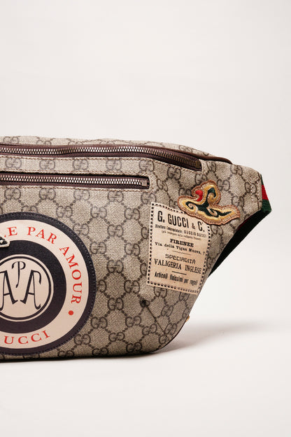 Gucci 塗層帆布刺繡設計腰包
