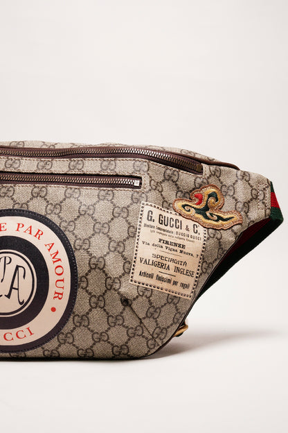 Gucci 塗層帆布刺繡設計腰包