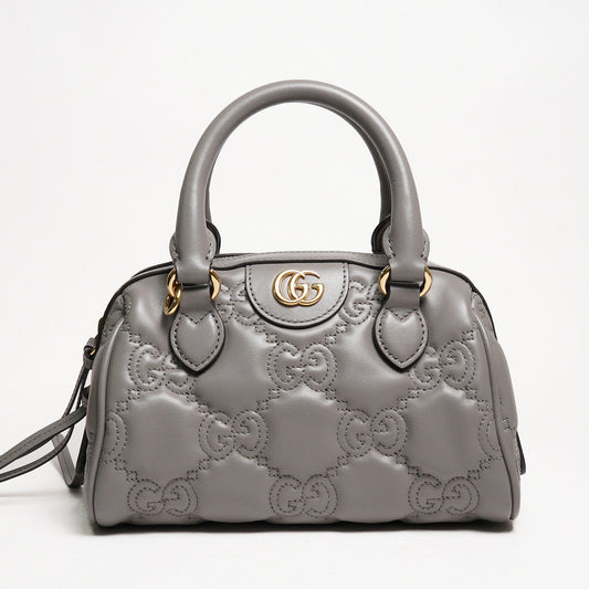 GUCCI GG Matelasse 壓紋波士頓包 mini speedy（灰色）