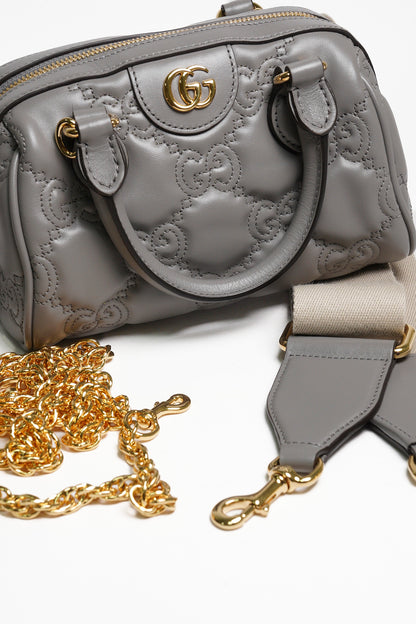 GUCCI GG Matelasse 壓紋波士頓包 mini speedy（灰色）