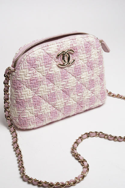CHANEL VIP限定千鳥格粉色貝殼包