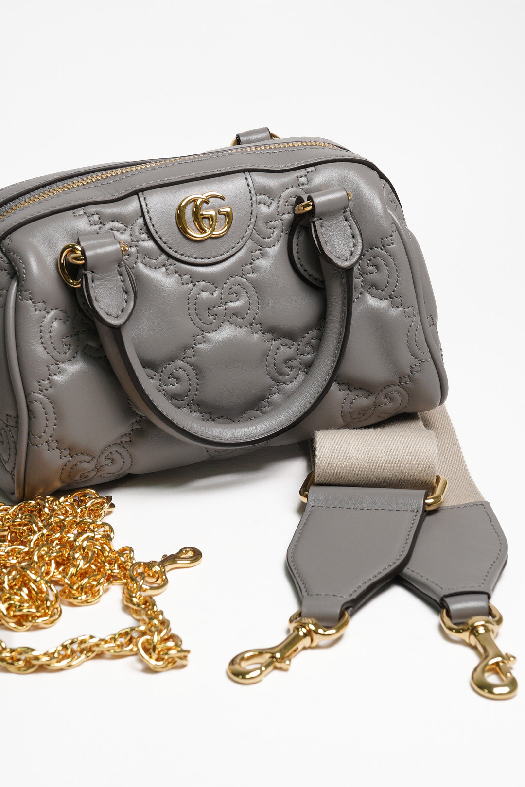 GUCCI GG Matelasse 壓紋波士頓包 mini speedy（灰色）
