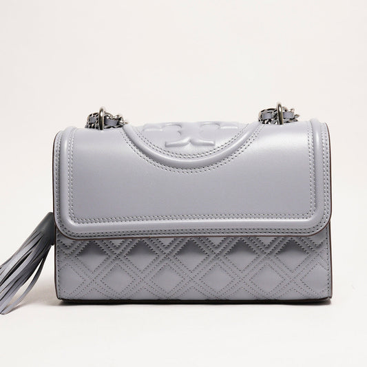 Tory Burch 鏈條流蘇斜背包  (霧霾灰藍）