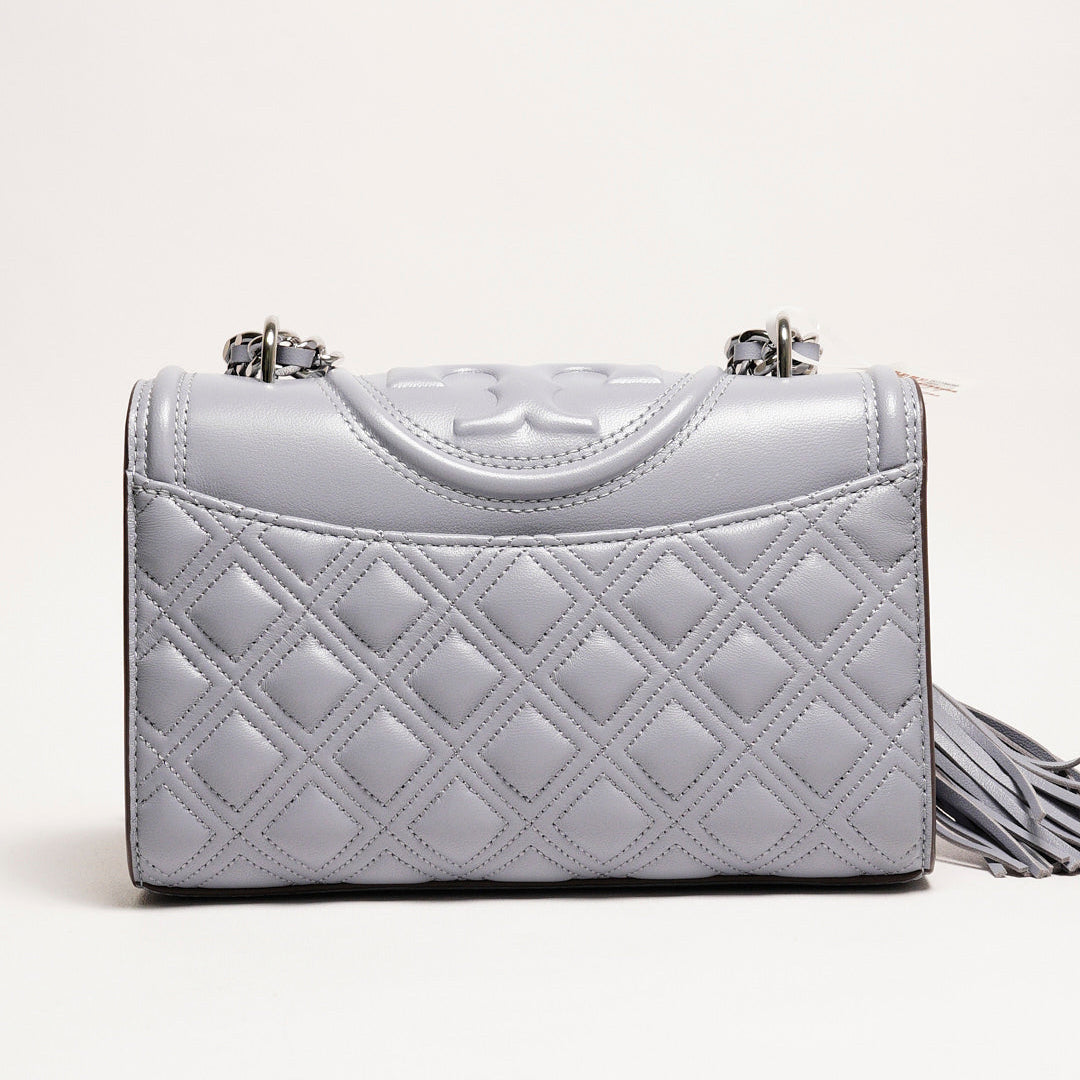 Tory Burch 鏈條流蘇斜背包  (霧霾灰藍）