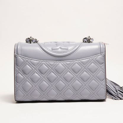 Tory Burch 鏈條流蘇斜背包  (霧霾灰藍）