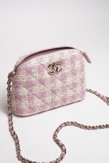 CHANEL VIP限定千鳥格粉色貝殼包