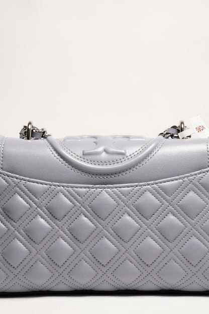 Tory Burch 鏈條流蘇斜背包  (霧霾灰藍）