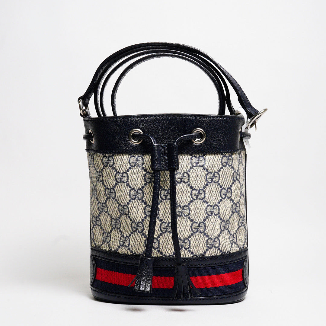 GUCCIi Supreme Ophidia 水桶斜背包(黑藍色)