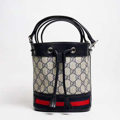GUCCIi Supreme Ophidia 水桶斜背包(黑藍色)