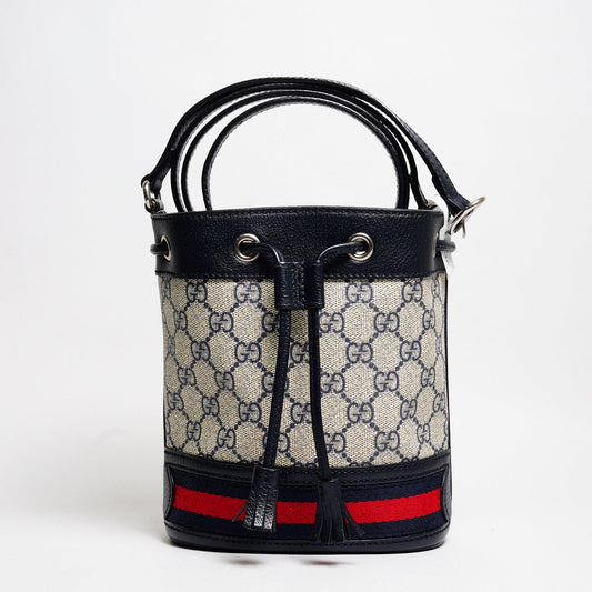 GUCCIi Supreme Ophidia 水桶斜背包(黑藍色)