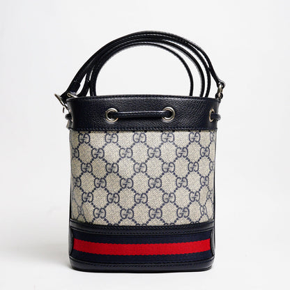 GUCCIi Supreme Ophidia 水桶斜背包(黑藍色)