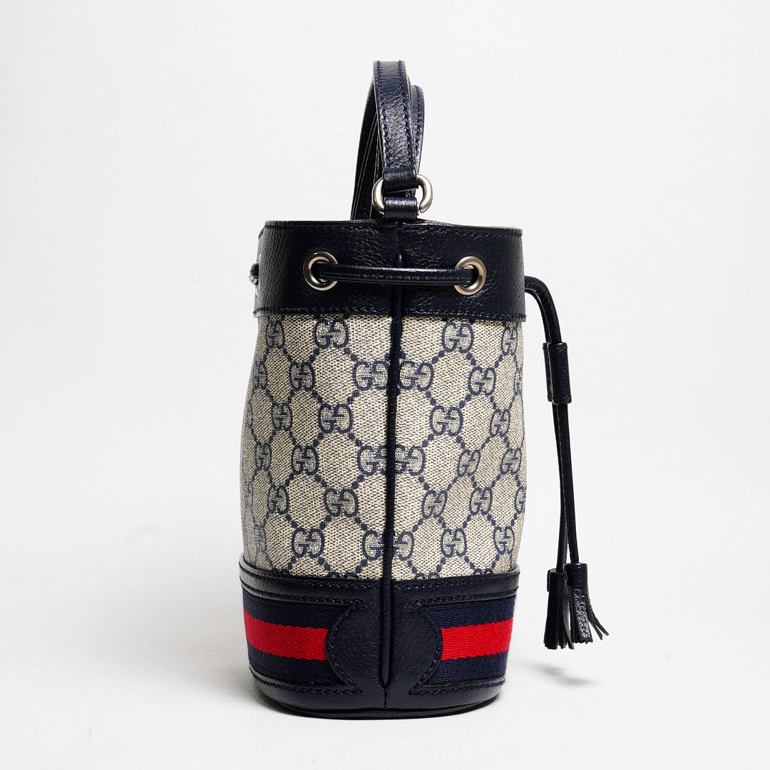 GUCCIi Supreme Ophidia 水桶斜背包(黑藍色)