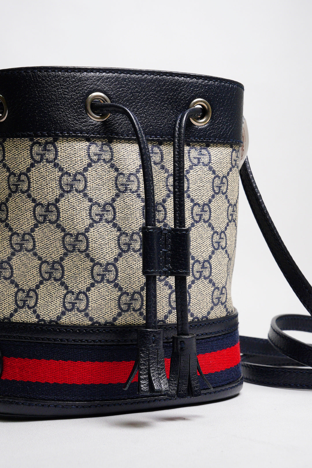 GUCCIi Supreme Ophidia 水桶斜背包(黑藍色)