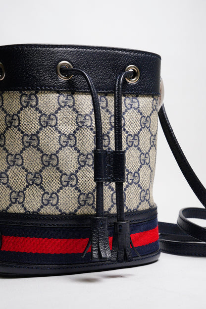 GUCCIi Supreme Ophidia 水桶斜背包(黑藍色)