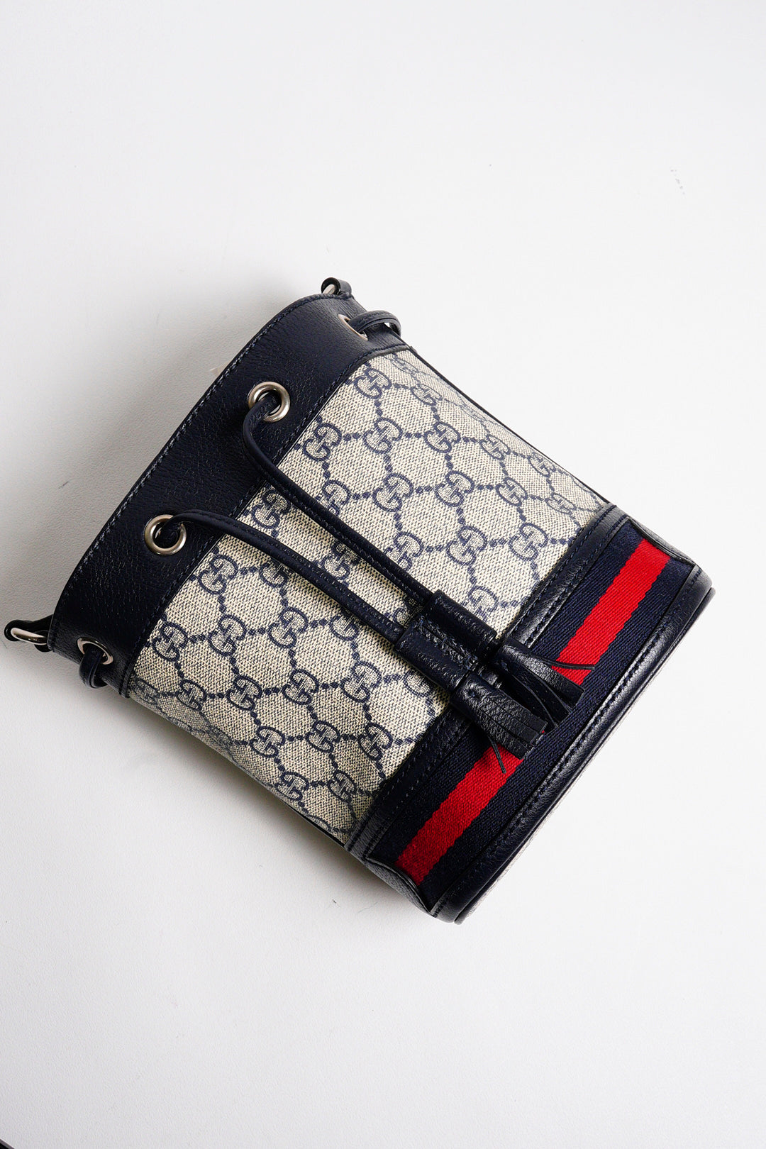 GUCCIi Supreme Ophidia 水桶斜背包(黑藍色)