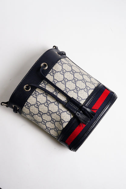 GUCCIi Supreme Ophidia 水桶斜背包(黑藍色)