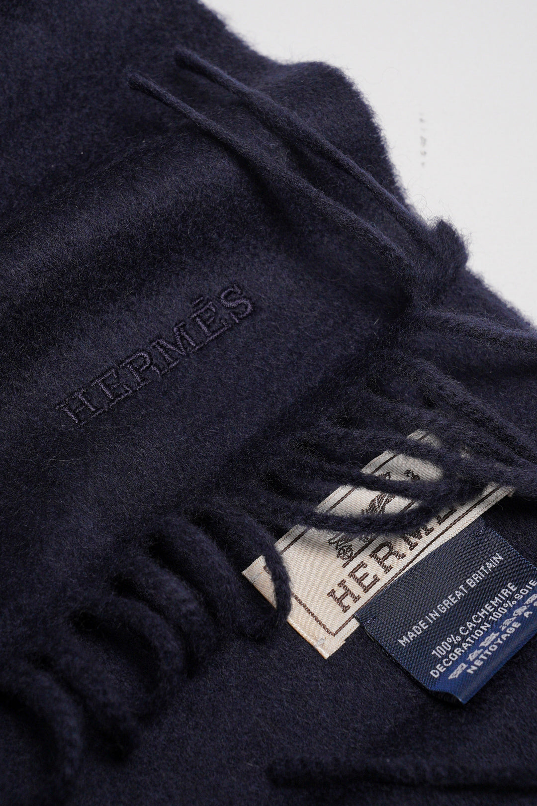 HERMES 羊毛小啞鈴造型圍巾（黑色）