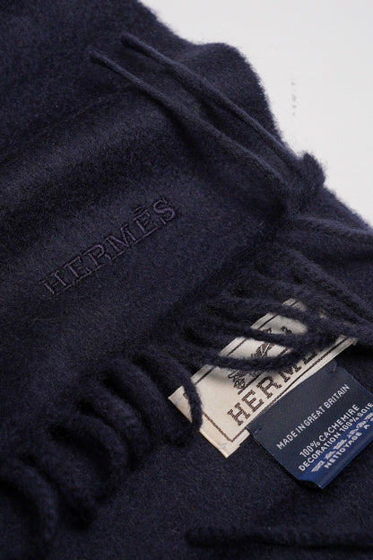 HERMES 羊毛小啞鈴造型圍巾（黑色）