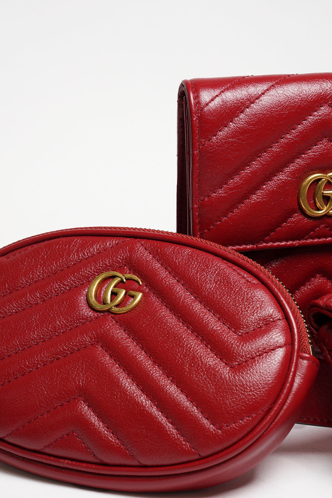 Gucci Marmont 紅色 三件套腰包