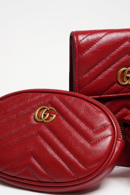 Gucci Marmont 紅色 三件套腰包