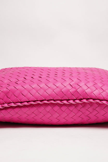 BOTTEGA VENETA BV粉色 羊皮編織 Veneta Hobo 單肩包