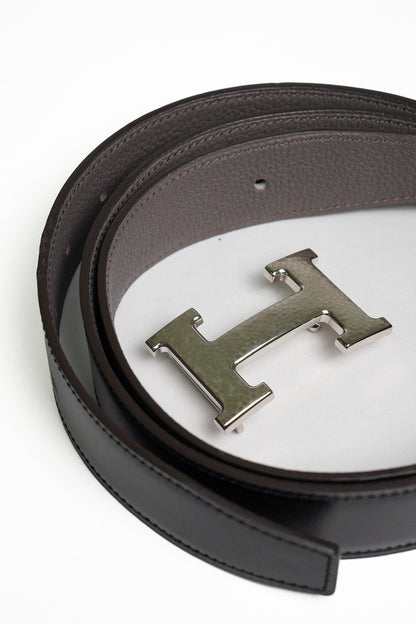 HERMES  H Striee皮帶釦 & 雙面皮腰帶32 mm