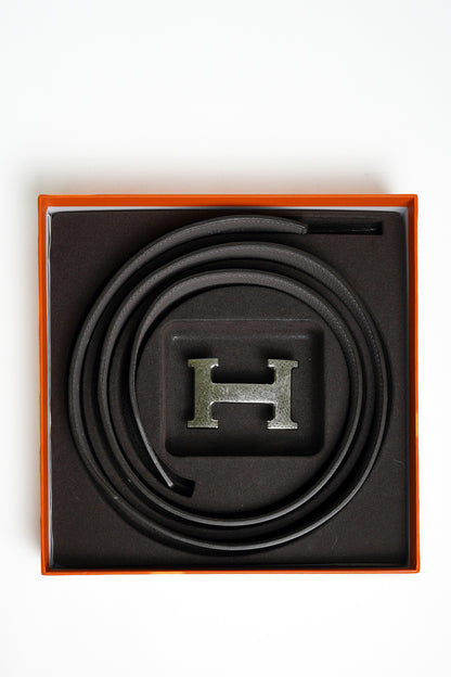 HERMES  H Striee皮帶釦 & 雙面皮腰帶32 mm