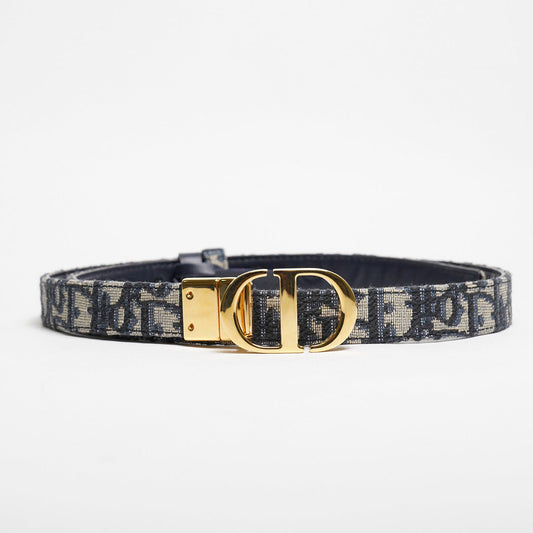 Dior 經典雙面老花皮帶 CD logo(藍）