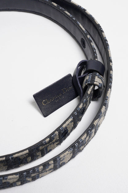 Dior 經典雙面老花皮帶 CD logo(藍）