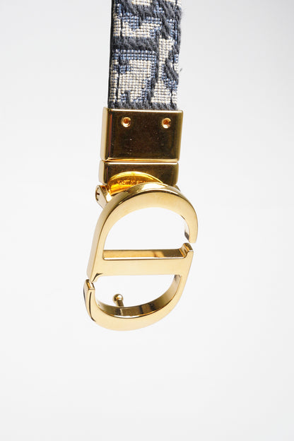 Dior 經典雙面老花皮帶 CD logo(藍）