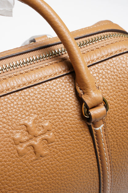 TORY BURCH THEA 荔枝紋手提/斜背二用波士頓包 棕色
