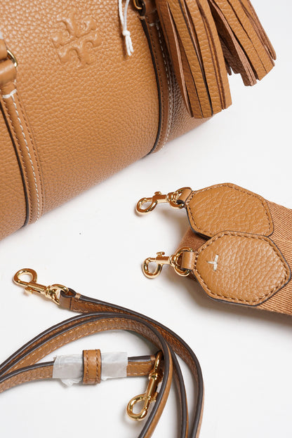 TORY BURCH THEA 荔枝紋手提/斜背二用波士頓包 棕色