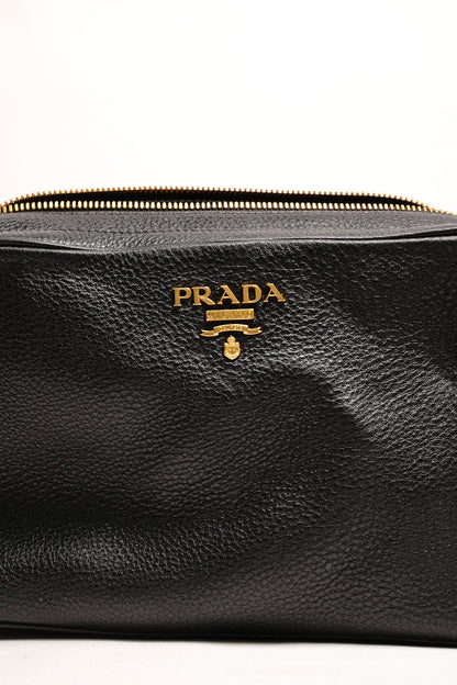 Prada黑金雙層荔紋相機包x
