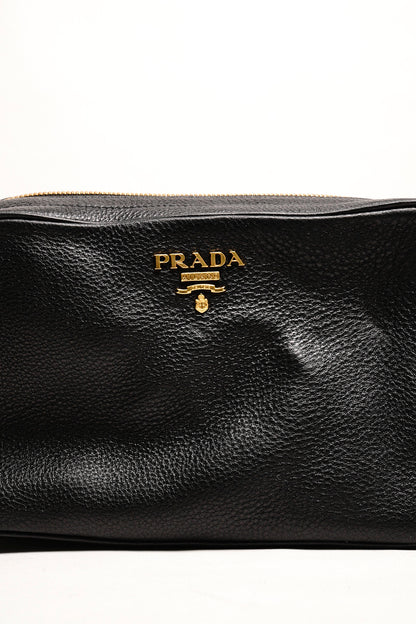 Prada黑金雙層荔紋相機包x