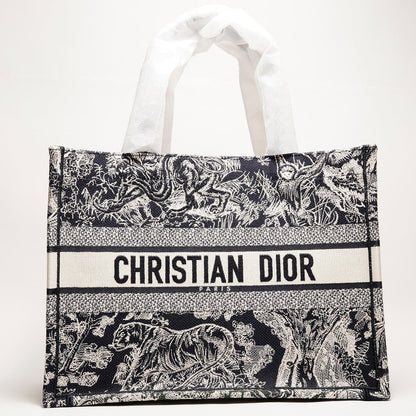 DIOR 藏青色叢林主題 中型刺繡托特包