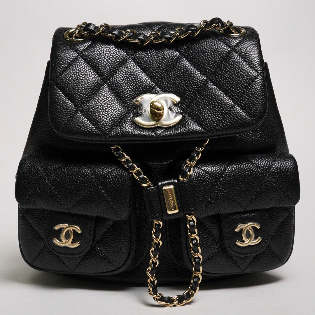 CHANEL 黑金雙肩包 青蛙包 小號