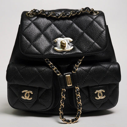 CHANEL 黑金雙肩包 青蛙包 小號
