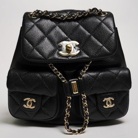 CHANEL 黑金雙肩包 青蛙包 小號