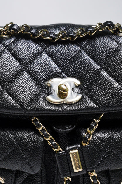 CHANEL 黑金雙肩包 青蛙包 小號